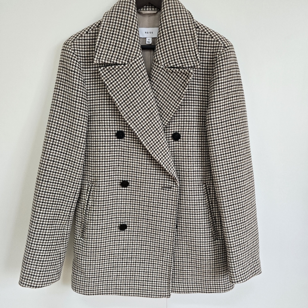 Reiss Men's Doubel Breasted Houndstooth Blazer